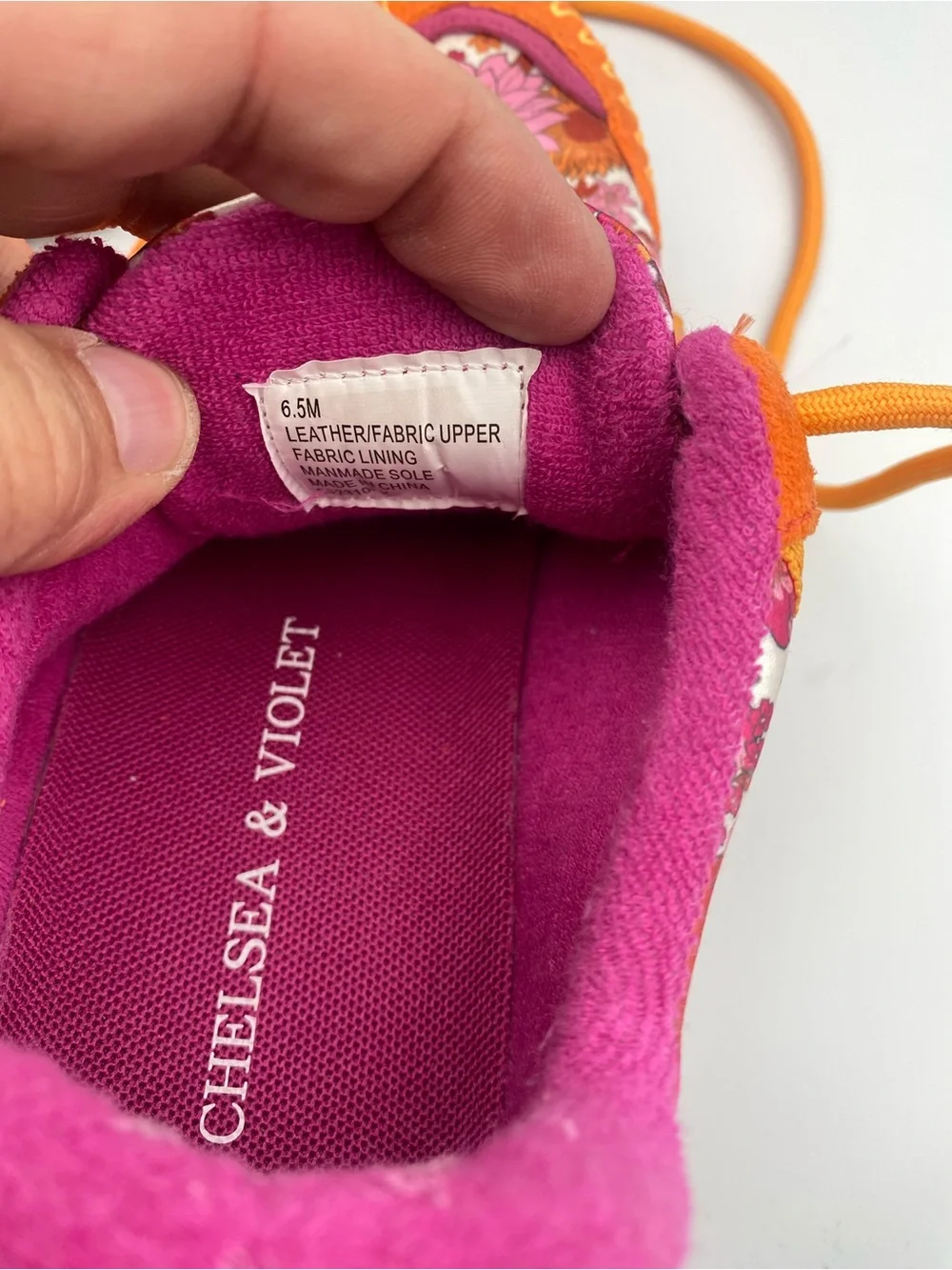 Chelsea & Violet Orange and Magenta Floral Sneakers